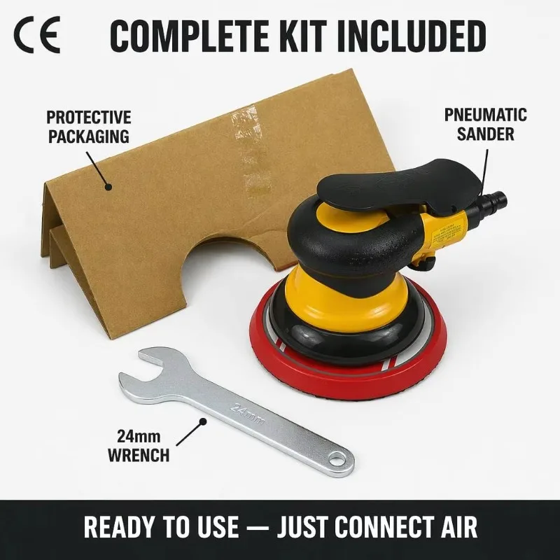 Adjustable Velocity Professional Air Random Orbital Sander Low Vibration Pneumatic Polisher Tool for Autobody