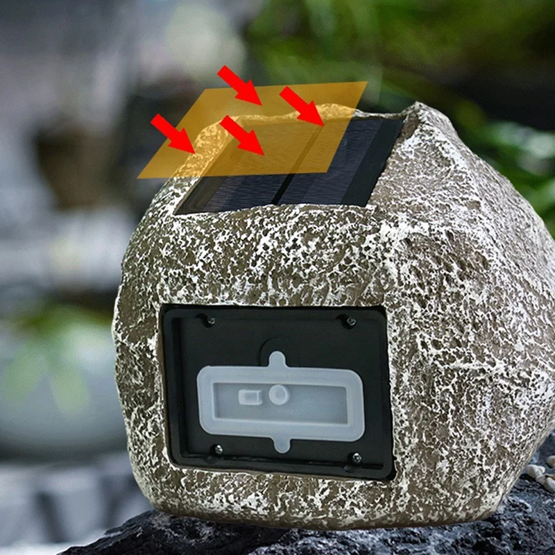 Solar Wireless Bluetooth Speaker-Garden Sound Waterproof Remote Control Analog Stone Rock Speaker Lawn Party/Show -Brown