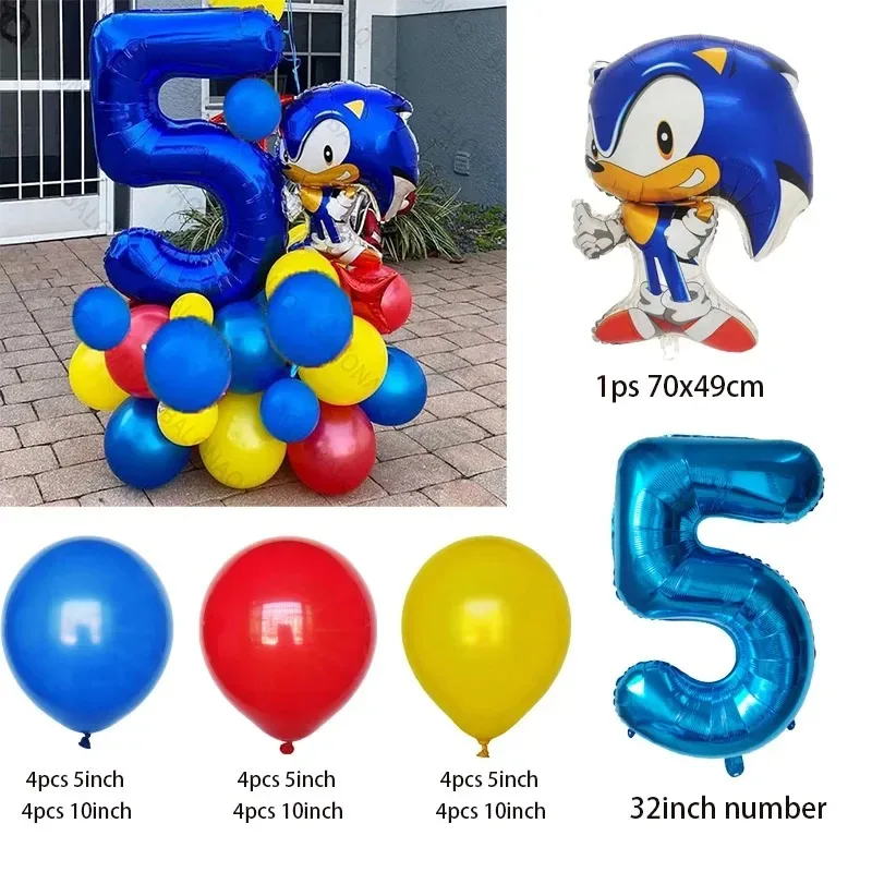 26pcs Blue Hedgehog Balloons Cartoon Soniks Balls Baby Shower Kids Favors Birthday Party Decorations Kids Baby Shower Supplies