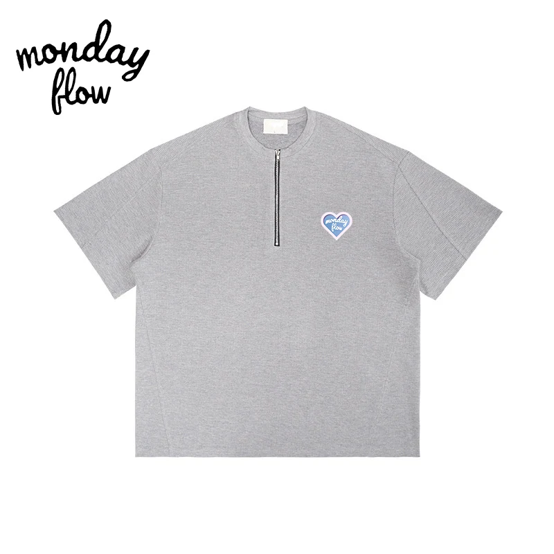 Monday Flow Summer Golf Men's O Neck Golf Shirts Unisex Half Zipper Short Sleeved Top T-shirt Women Outdoor Sports Golf Shirts