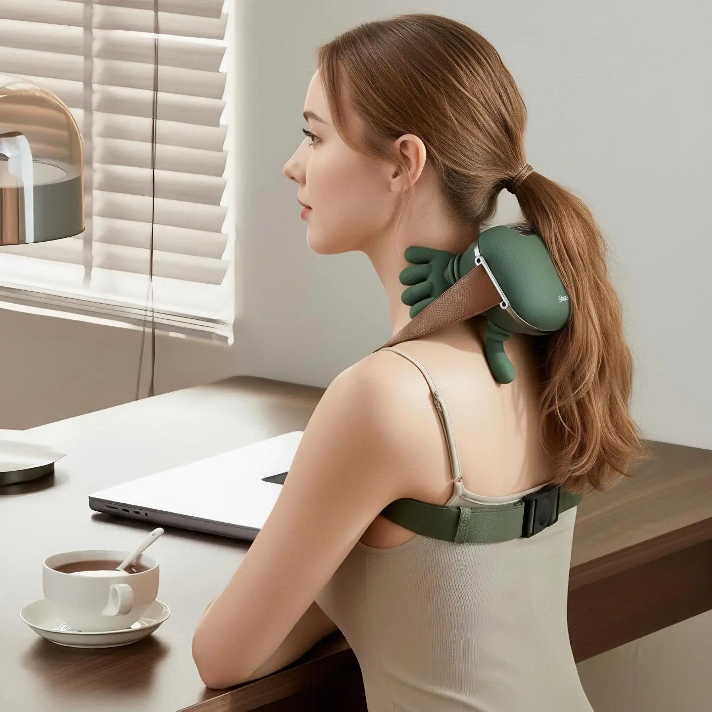 مدلك الرقبة والكتف الكهربائي على شكل يد أصابع قابلة لإعادة الشحن USB-CReal Hands Slaasoos Neckk مدلك للرقبة والظهر #1