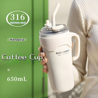 Xiaomi 640ml Coffee Mug with Handgrip and Straw Portable Vacuum Flasks Car Thermos 316 Stainless Steel Water Cup Ice Bully Cup