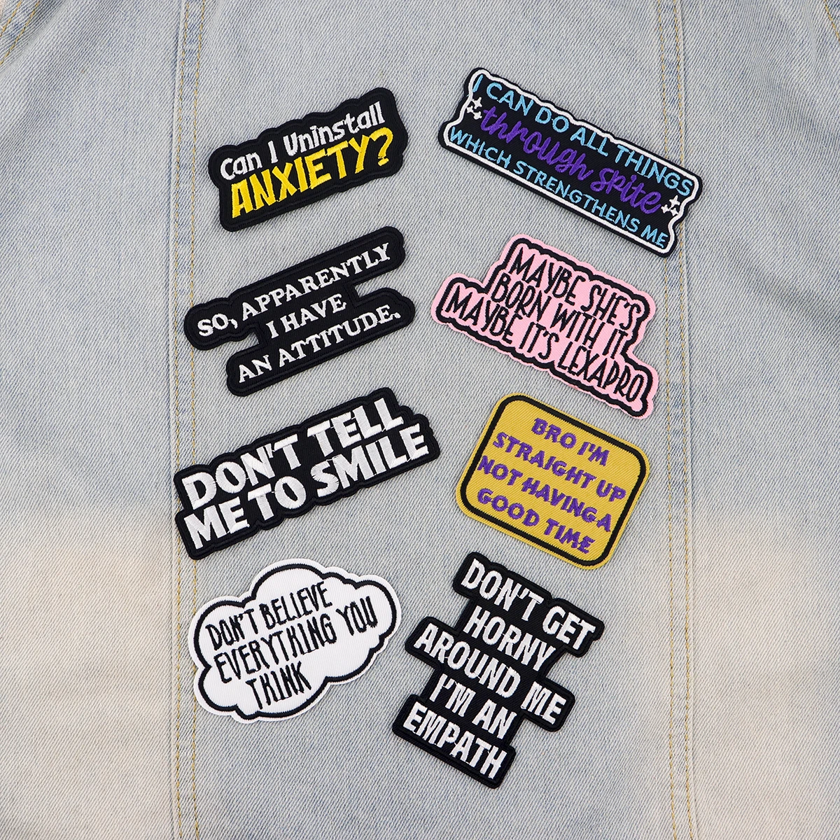 Funny Quotes Patches On Clothes Black Sheep Club Embroidered Patches Creative Badges Iron On Patch DIY Clothing Accessories