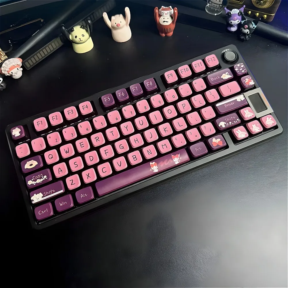Pink MDA keycap PBT + PC 122 keys, light transmission, sweet cool theme, suitable for 61/87/104/108 mechanical keyboard