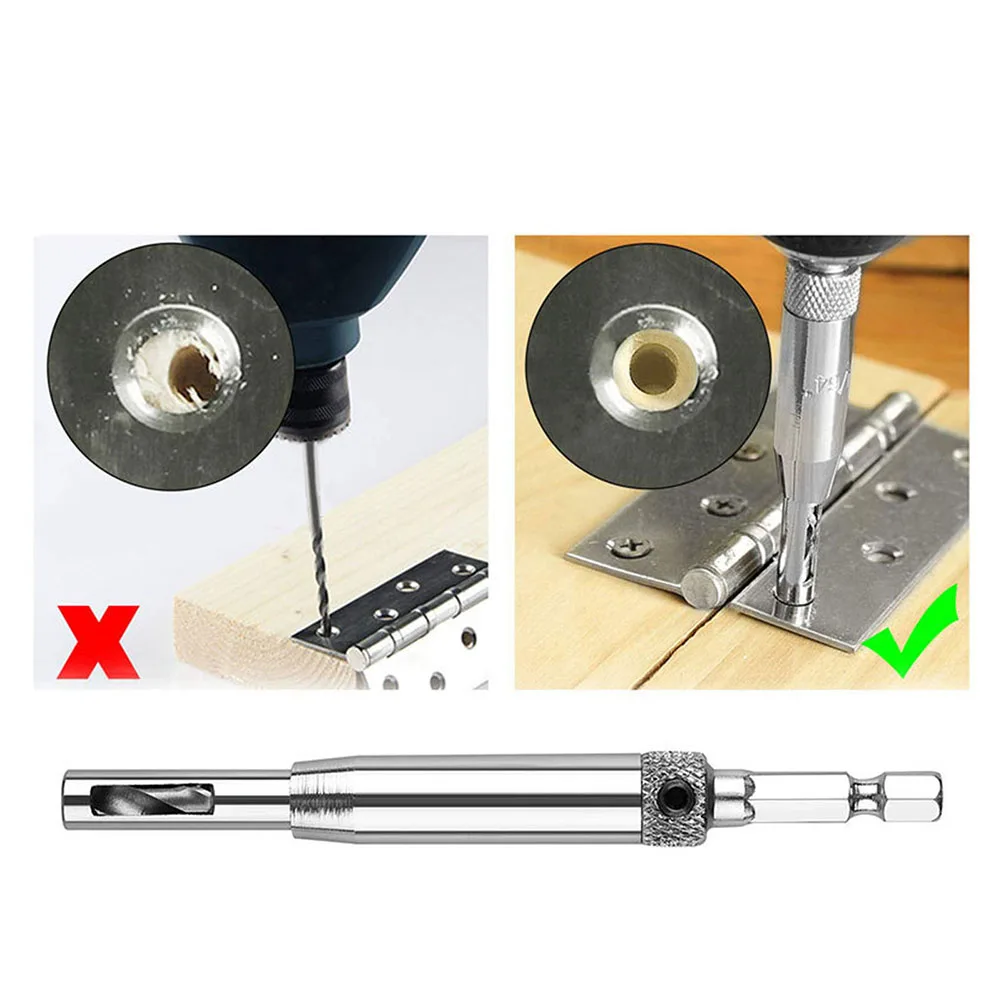 

4 шт. самоцентрирующиеся сверла для петель с регулируемой глубиной и подпружиненными направляющими для дверей и шкафов для пилотных отверстий