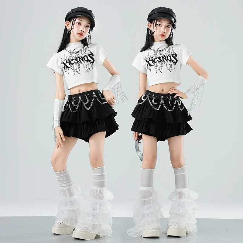 

Girl Street Dancing Costume Jazz Dance Clothing Hip Hop Outfit Children Stage Streetwear Cheerleading Performance Clothes XH2649