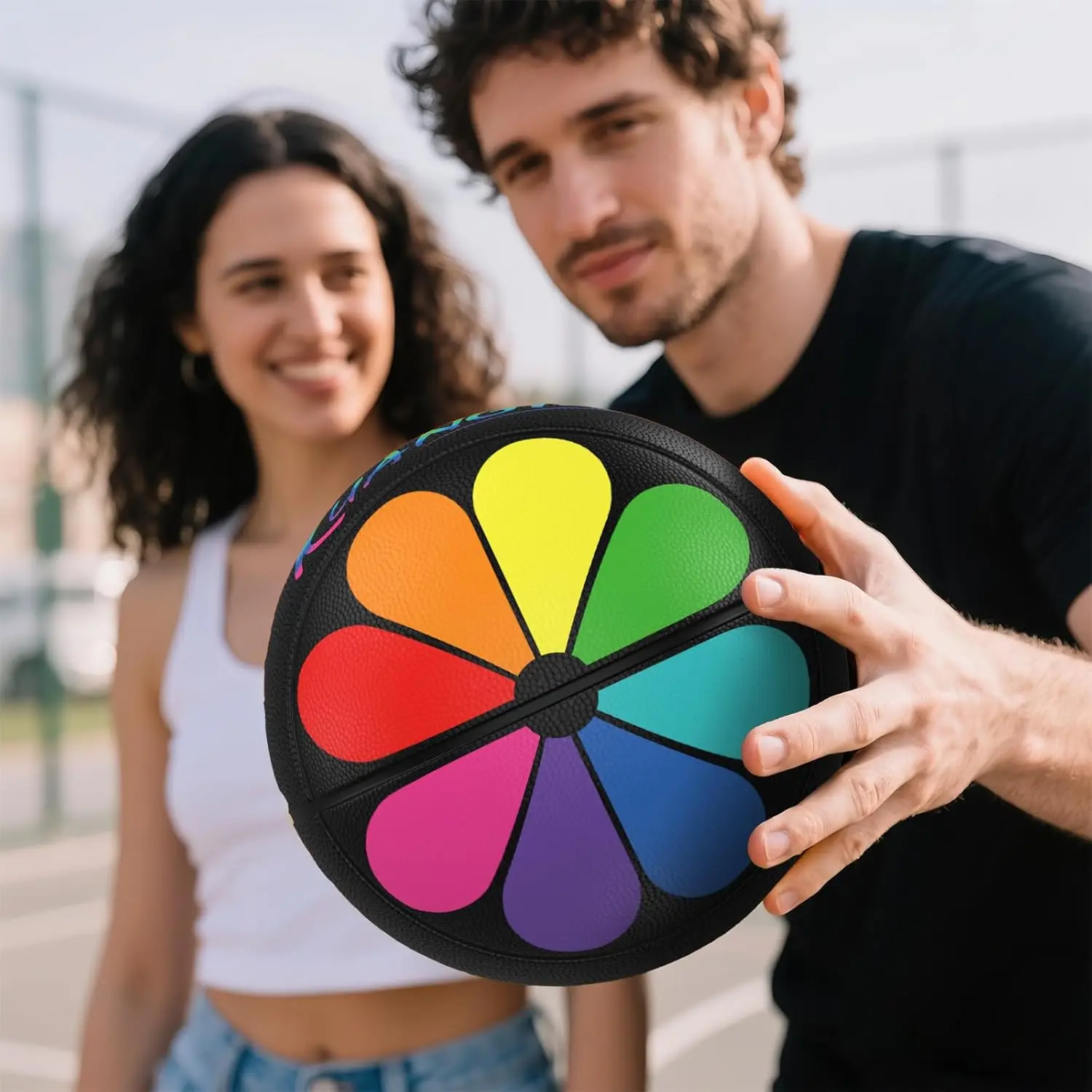 Kuangmi Love Lucky Series basketbal, officiële maat 7 (29,5"), Limited Collector's Edition Art Ball