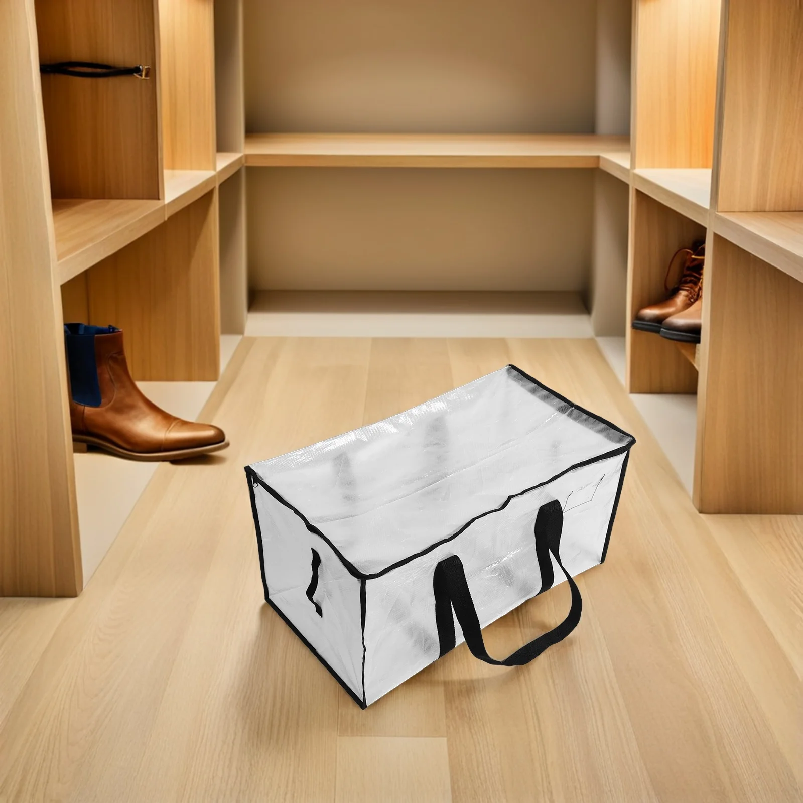 

Waterproof Large Capacity Storage Bag Blankets Bedding Durable PVC Mesh Handles Portable Organizer Travel Moving Tote Bags