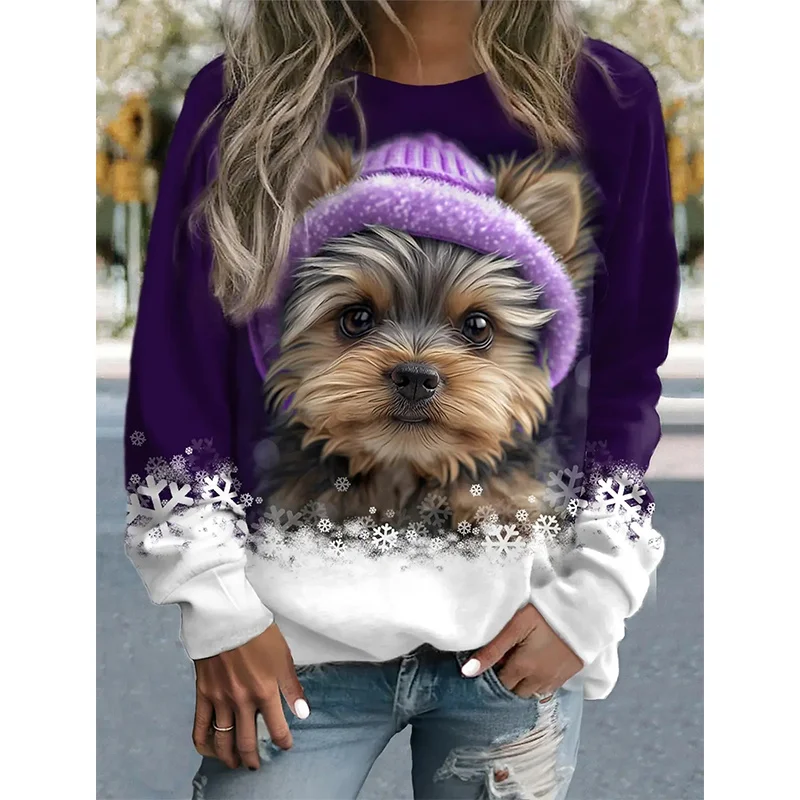 Autunno e inverno 3D simpatici cani animali stampa felpe per le donne divertenti pullover Streetwear Harajuku moda felpa top