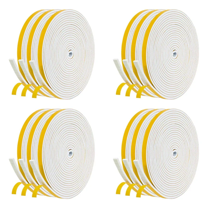 【Perfect-Gift!】Self Adhesive Foam Tape Door Window Seal Door Draught Excluder Weatherstripping, 6Mm Wide X 3Mm Thick 12 Pcs Each