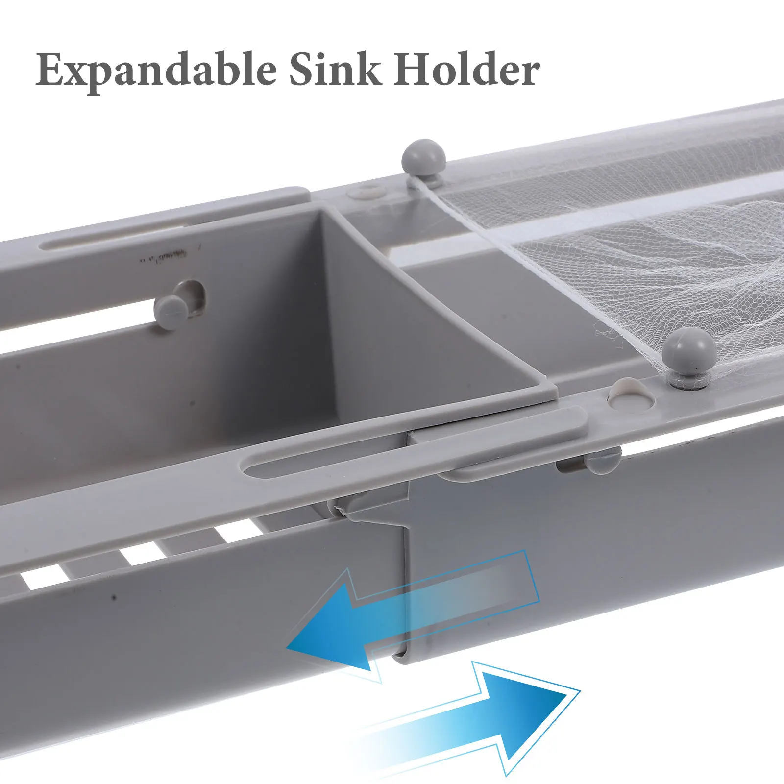 

1 set Expandable Sink Rack Kitchen Organizer Telescopic Sponge Holder Adjustable Drainage Filter Mesh Multi-Functional Sink