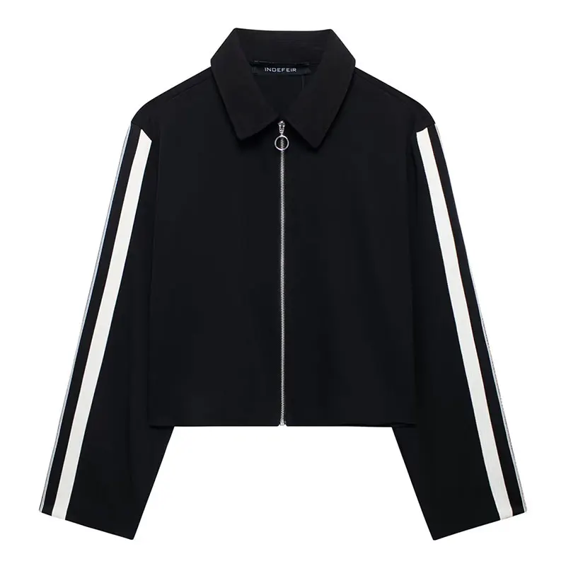 2024 Nieuwe Vrouwen Casual Zwarte Broek Past Sport Korte Jas + Vrouwelijke Vintage Zwart Wit Patchwork Baggy Broek Straat