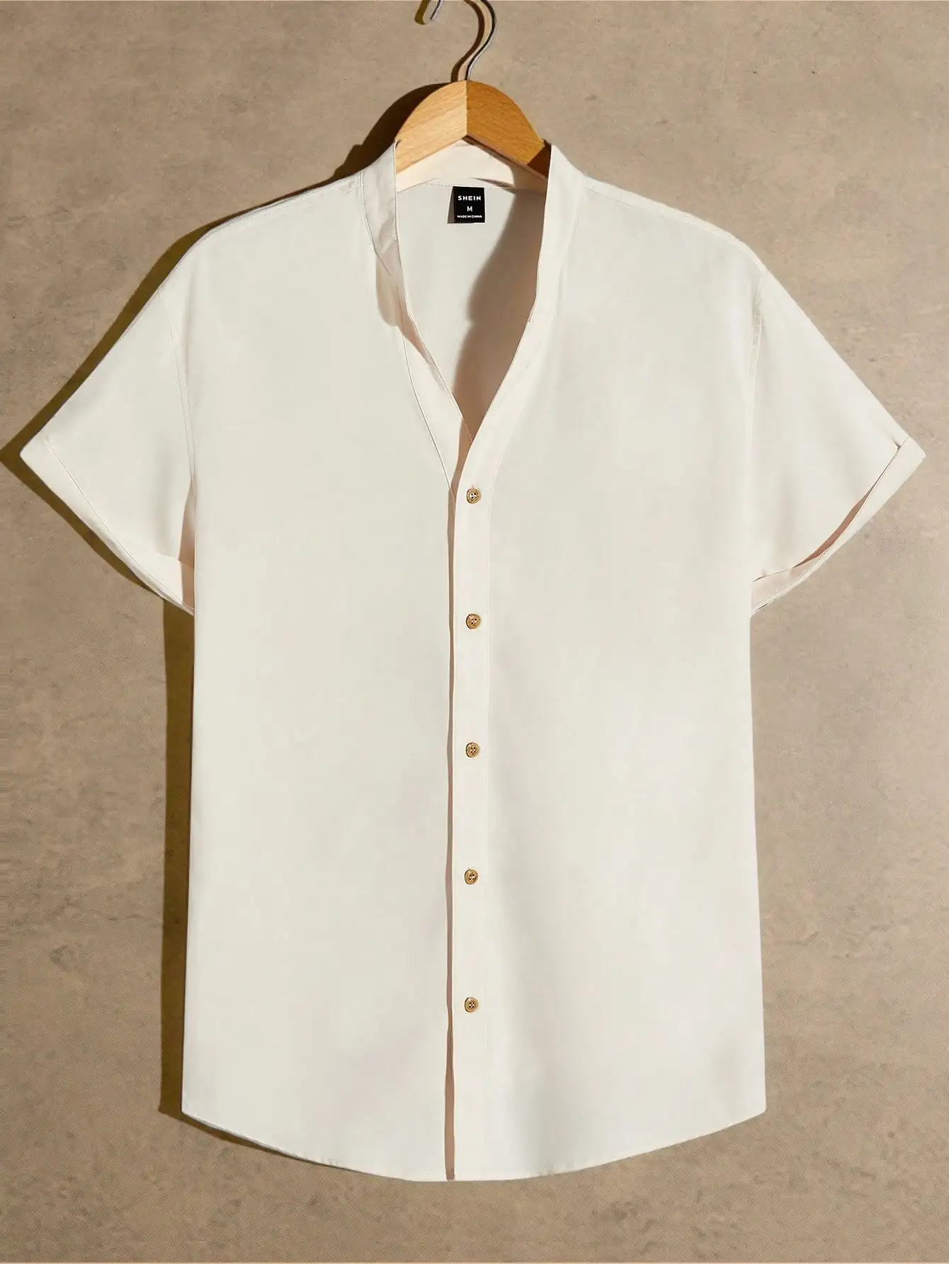 

Men's Solid Color V-Neck Button-Down Short Sleeve Shirt, Casual Loose Fit for Summer Travel & Daily Wear