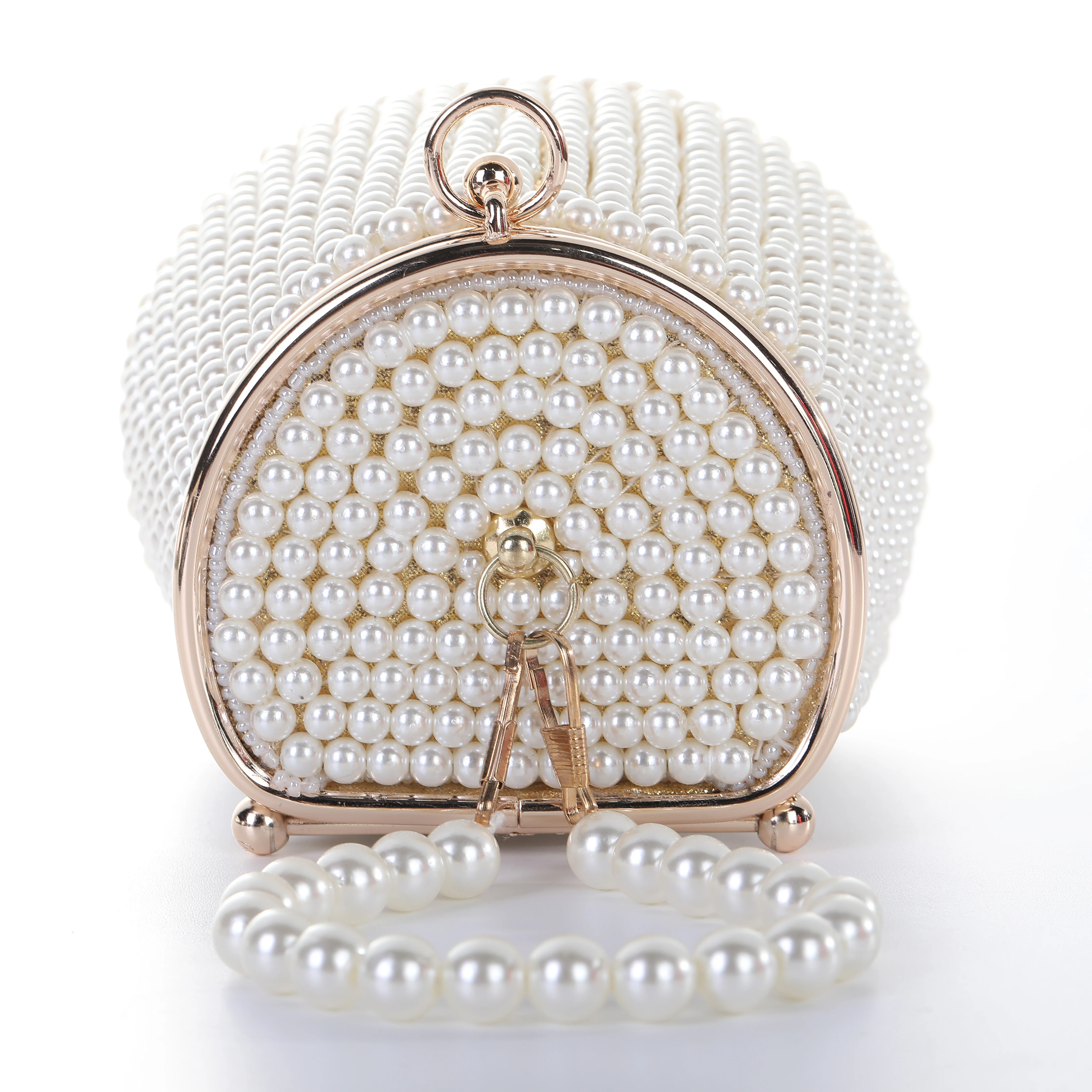 Pearl dinner bag luxury bucket handbag women chain evening clutch bag Beautiful bride beaded pearl evening dress bag for women