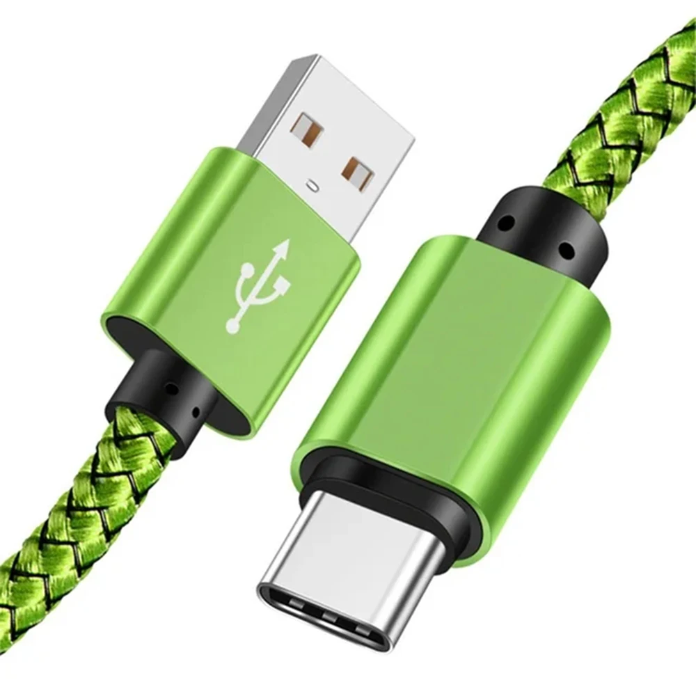Nylon Datakabel Snelle Oplader USB A naar Type C Oplaadkabel Voor Huawei Samsung Android telefoon Type C Oplaadapparaat 1M 2M 3M