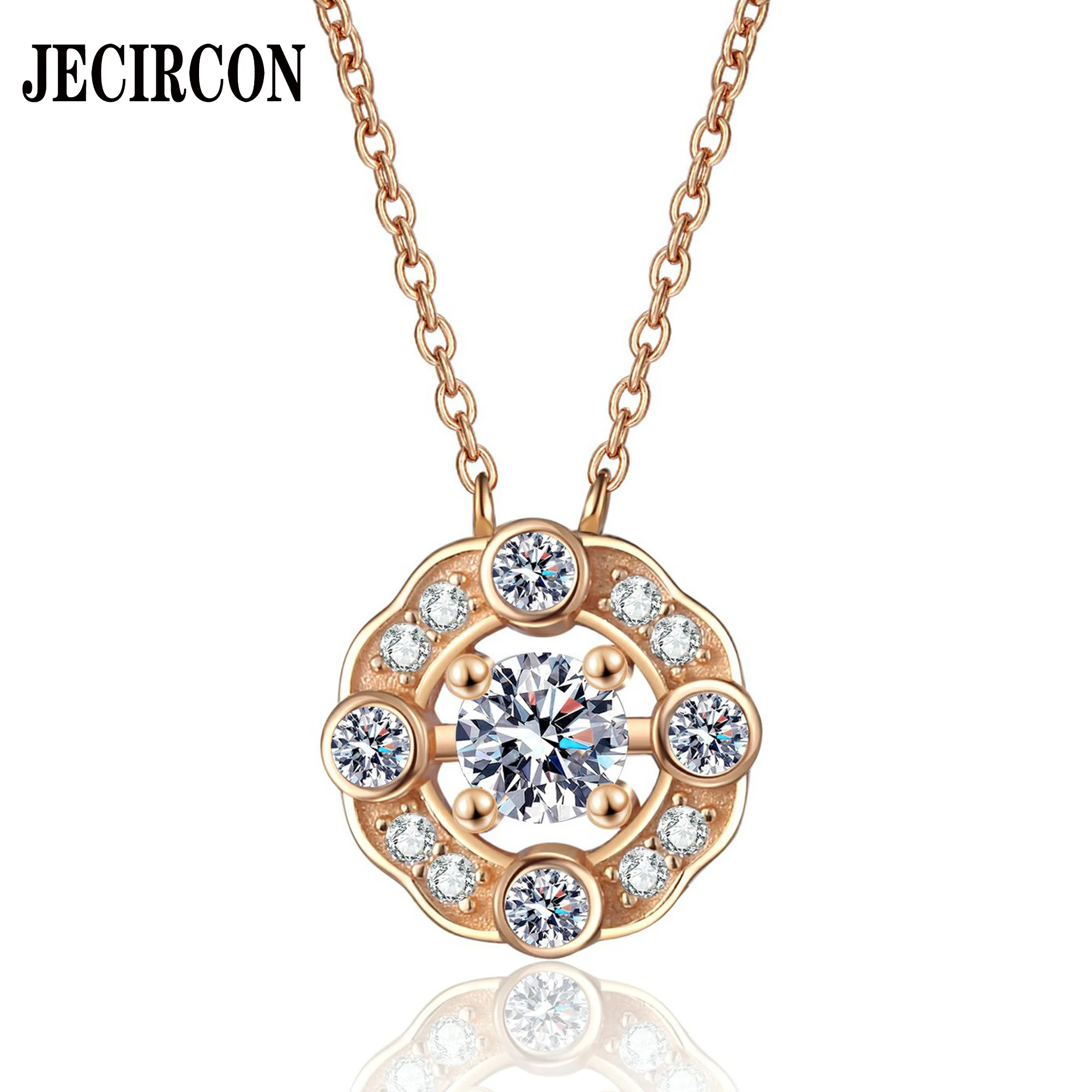 

JECIRCON S925 Sterling Silver 4-Claw Moissanite Champagne Gold Necklace for Women Small Fresh High-end Daily Versatile Pendant