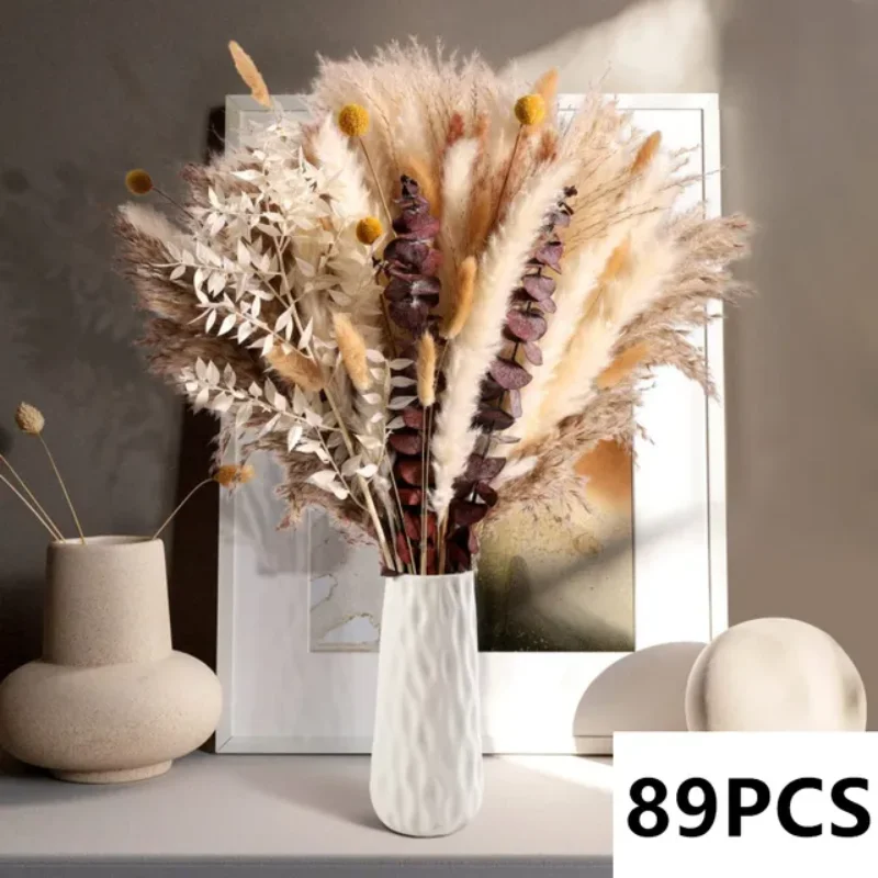 Ramo de flores secas de hierba de Pampas Natural, decoración Bohemia para habitación del hogar, arreglo de boda, flores reales DIY, hierba de Pampas