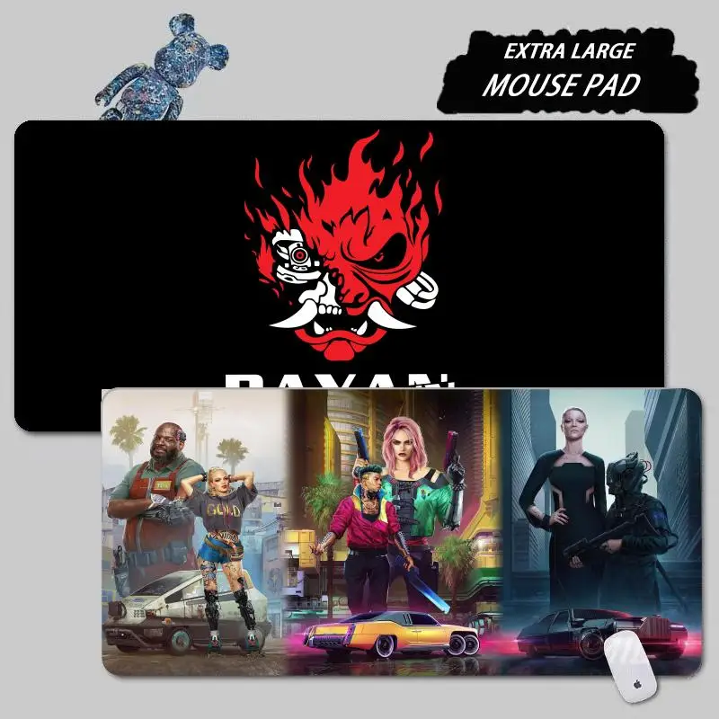 Mouse Pad Tapetes de Mesa Teclado, Borracha Kawaii, Tapete de Mesa Antiderrapante,Game C-cyberS-punkS 2077,XXL,90x40cm