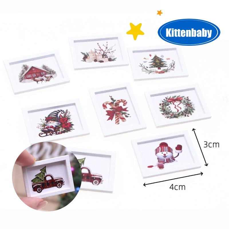 

1/12 кукольный домик мини Рождественская настенная роспись орнамент кукольный домик украшение дома кукольный дом микро рождественская сцена реквизит для фотосессии