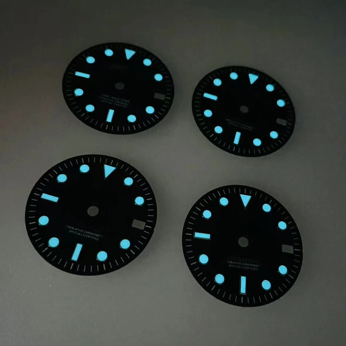 28.5mm Print S Logo GMT Dial Fit NH34 Japanese Movement Ice Blue Luminous Watch Modification Accessories