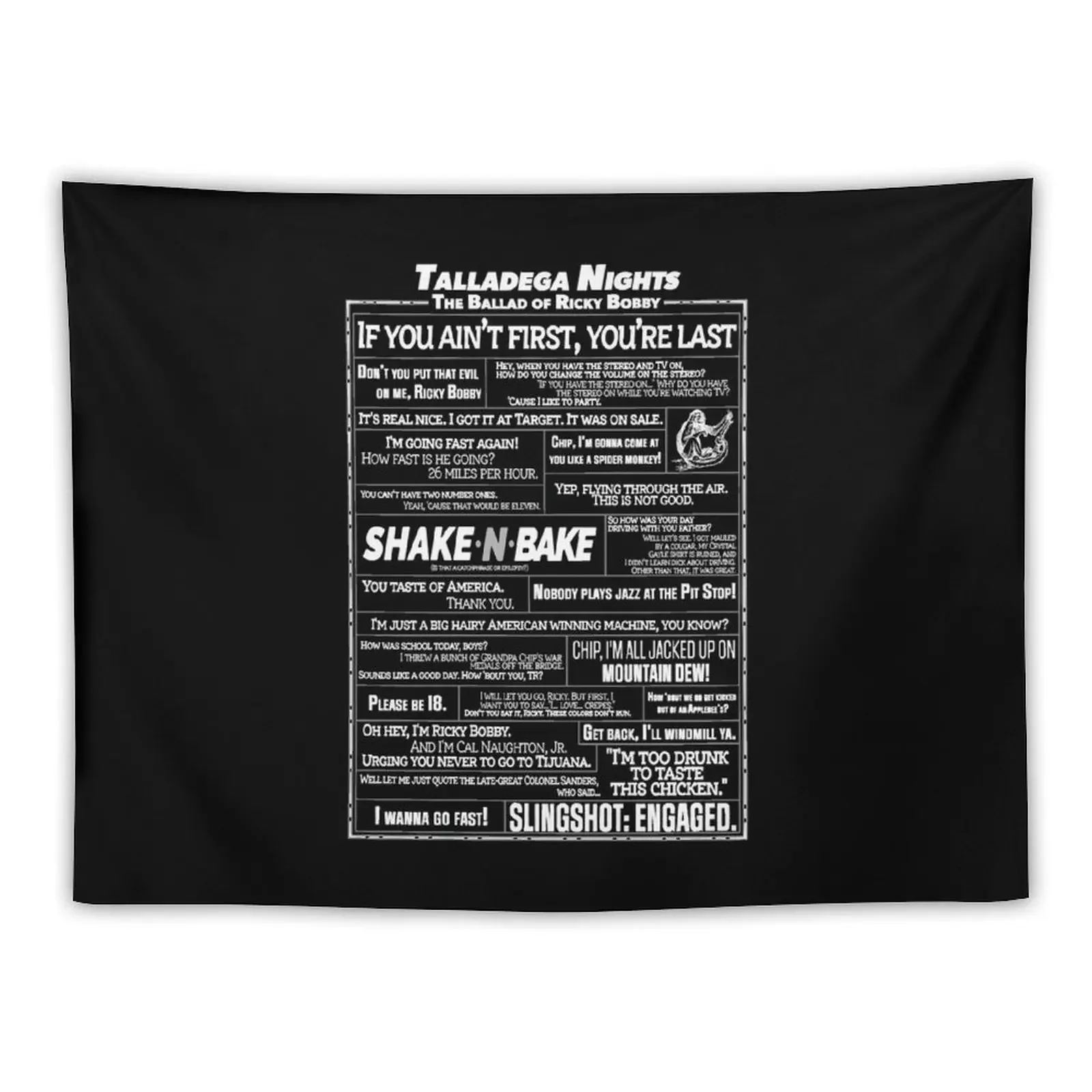 Funny Man Talladega Nights Quote Collage Awesome For Movie Fans Tapestry Room Decorating Aesthetic Carpet On The Wall Tapestry