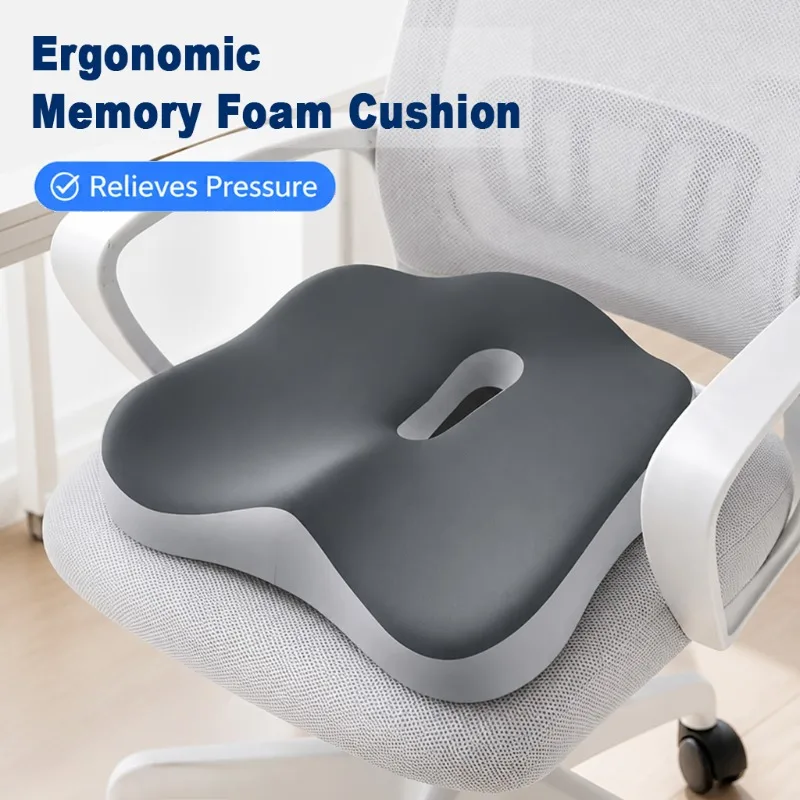 1 Pcs Ergonomic Memory Foam Seat Cushion Tailbone Pressure Relief Hip Support Cushion for Office Chair Car Wheelchair Home Use
