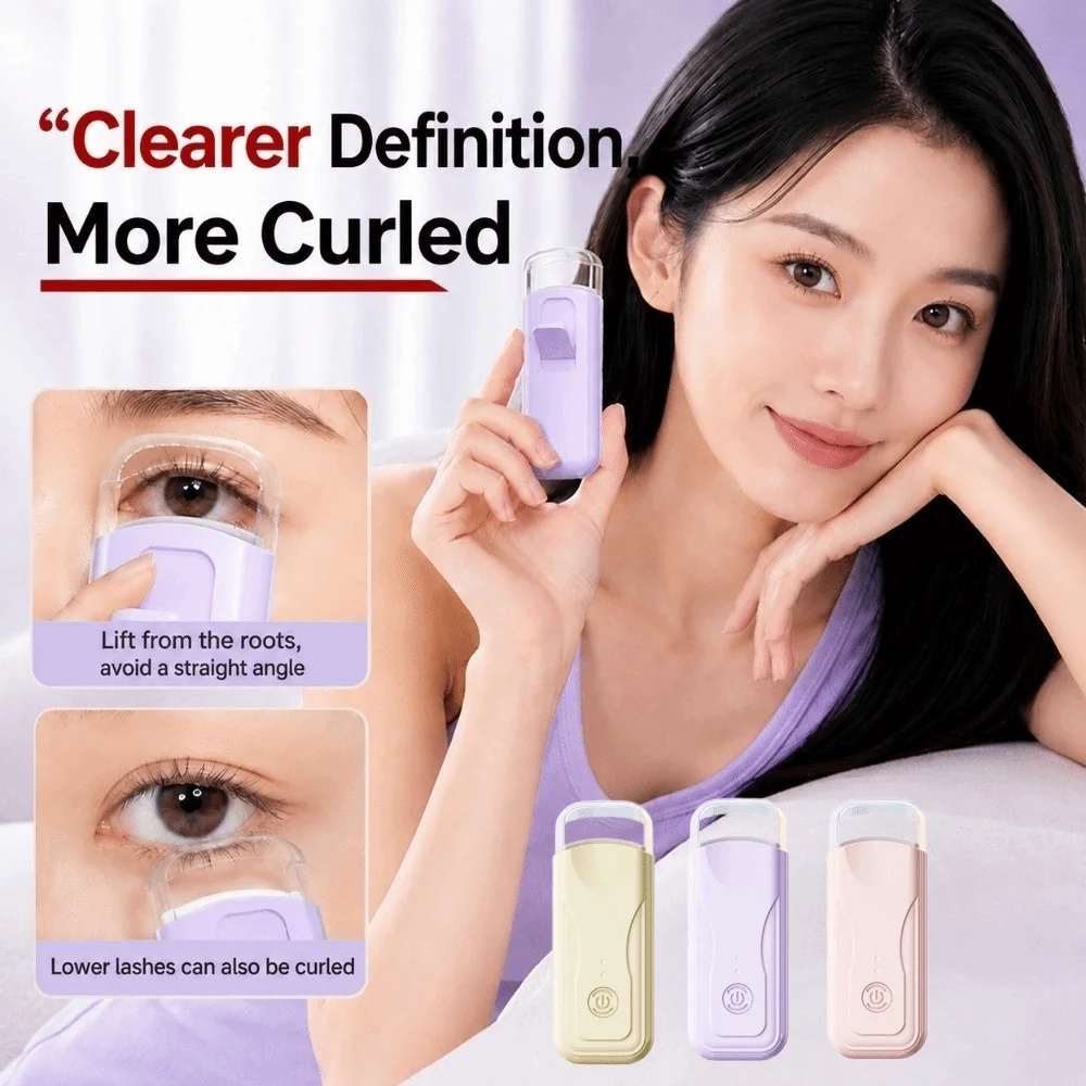 Fast Heating Heated Eyelash Curler USB Charging Lightweight Electric Lash Curler Long-Lasting Lift Heat Resistant