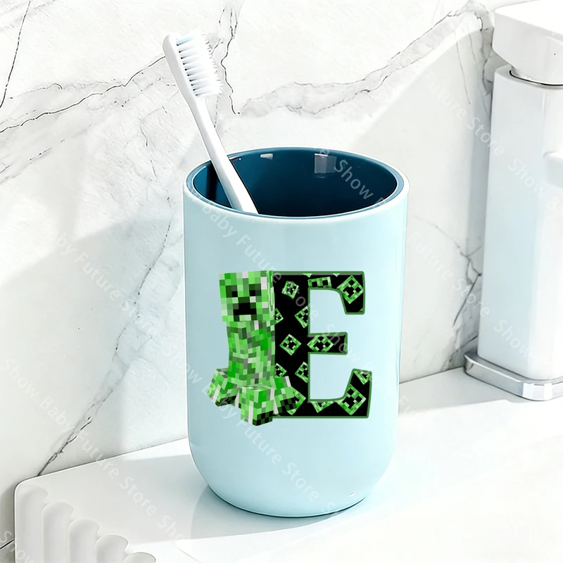 2026 10.5CM Kawaii Cartoon Mouthwash Cup for Adult MinecraftedCute Letter Toothbrush Cups Home Portable Couple Family Bathroom