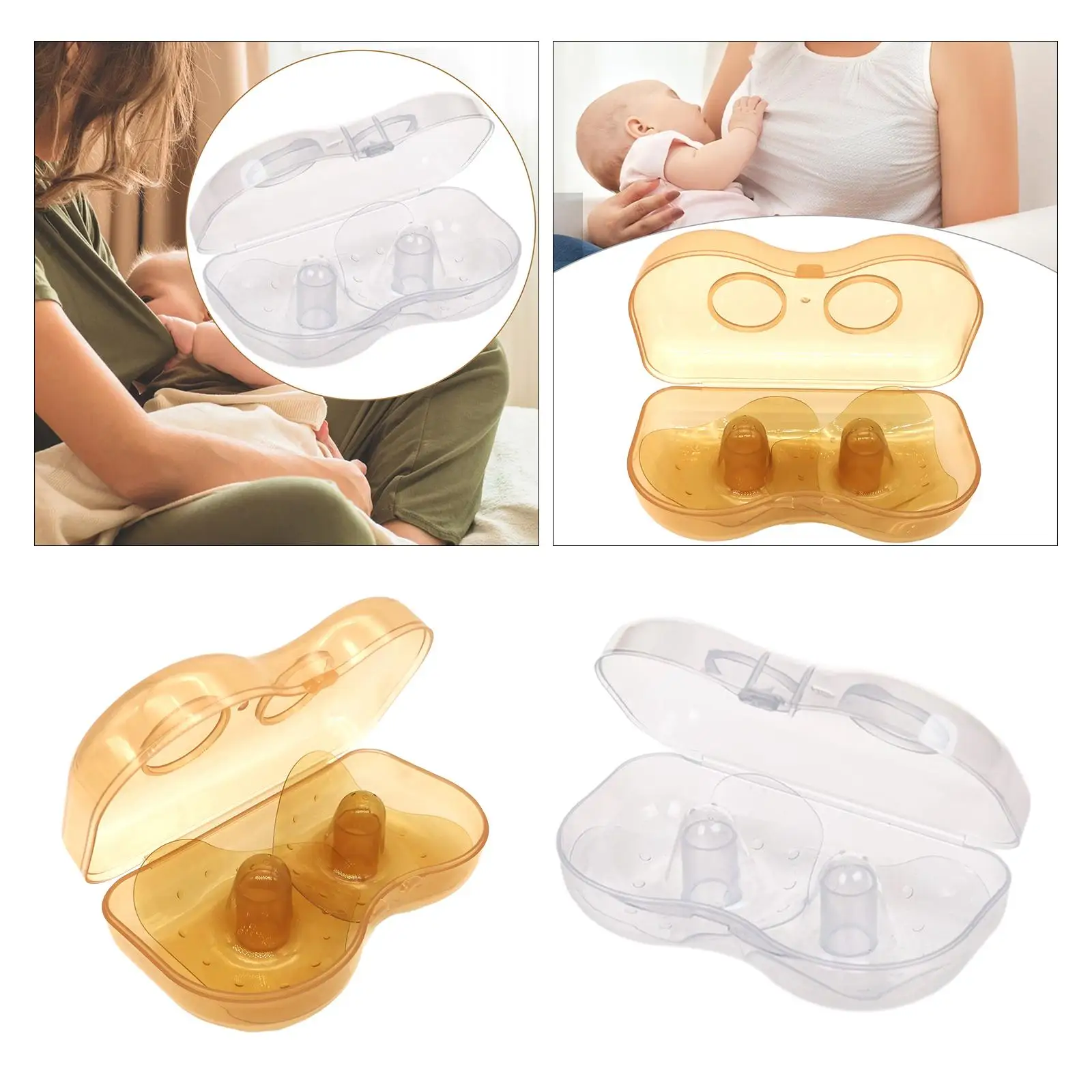 2x Silicone Nipple Shields Reusable Portable Milk Saver Anti Overflow Milk Collection Shell for Breastfeeding Difficulties Baby