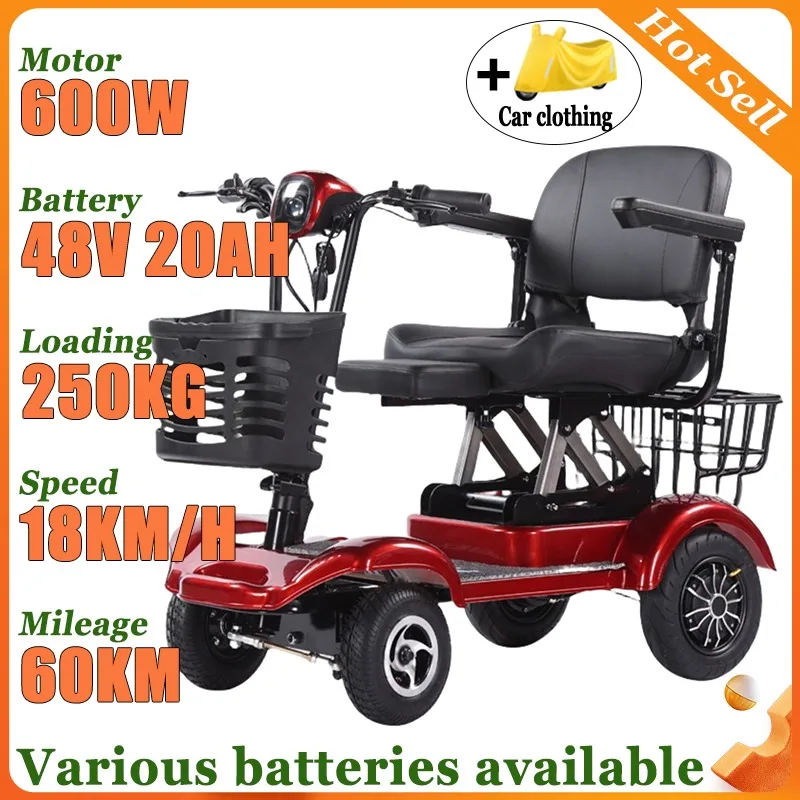 Folding With Basket Disabled Electric Scooter Mini Household Elderly Comfortable seats Removable Battery Adult Mobility Scooter