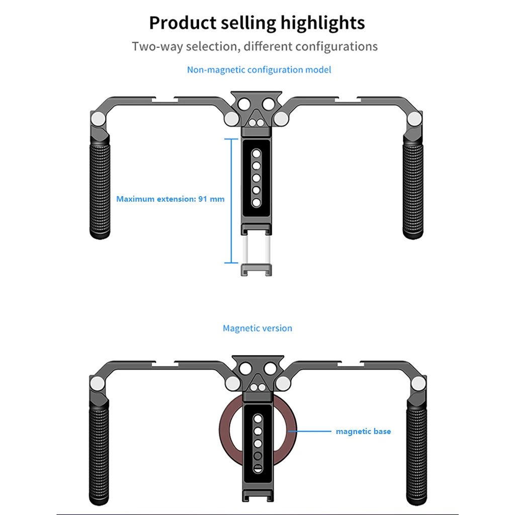 Faltbarer Telefonkäfig Videoaufnahme-Telefonstabilisator, Smartphone-Video-Rig mit Griffen für iPhone Samsung Huawei – Detail 14