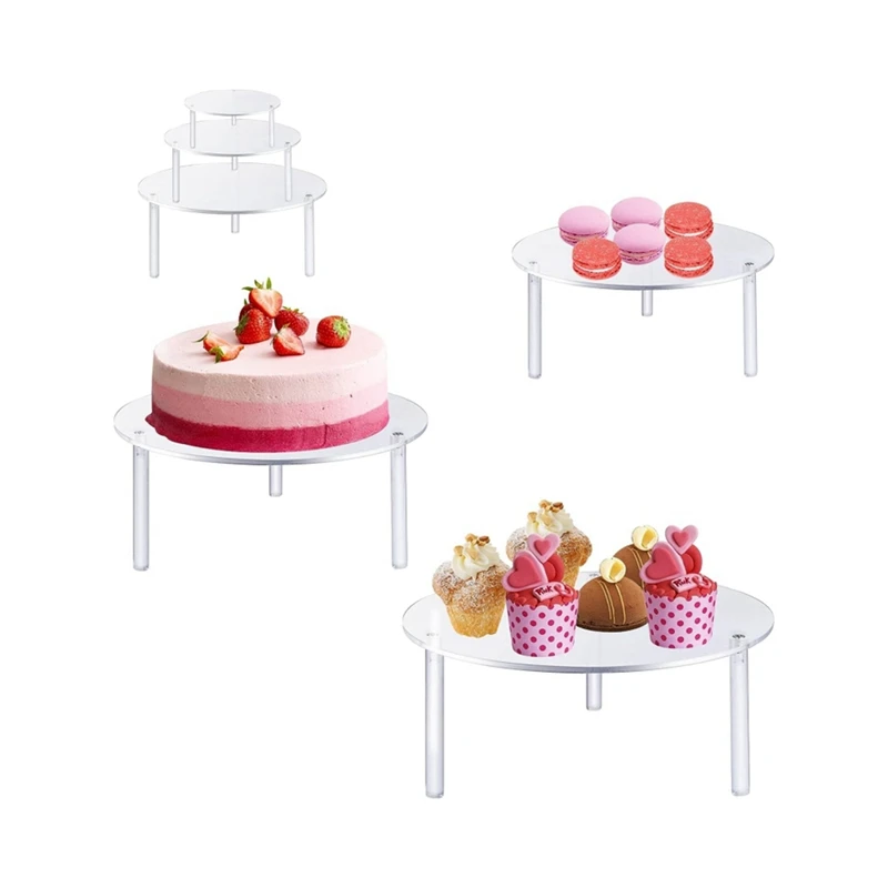 

3Pack Clear Acrylic Cake Stands Cupcake Stand Cake Holder Countertop Dessert Display Riser For Bakery,Birthday Wedding
