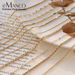 eManco Box Chain Necklace Smooth Stainless Steel Choker Necklace Friendship 2MM Gold Color Women Colar Gift Jewelry