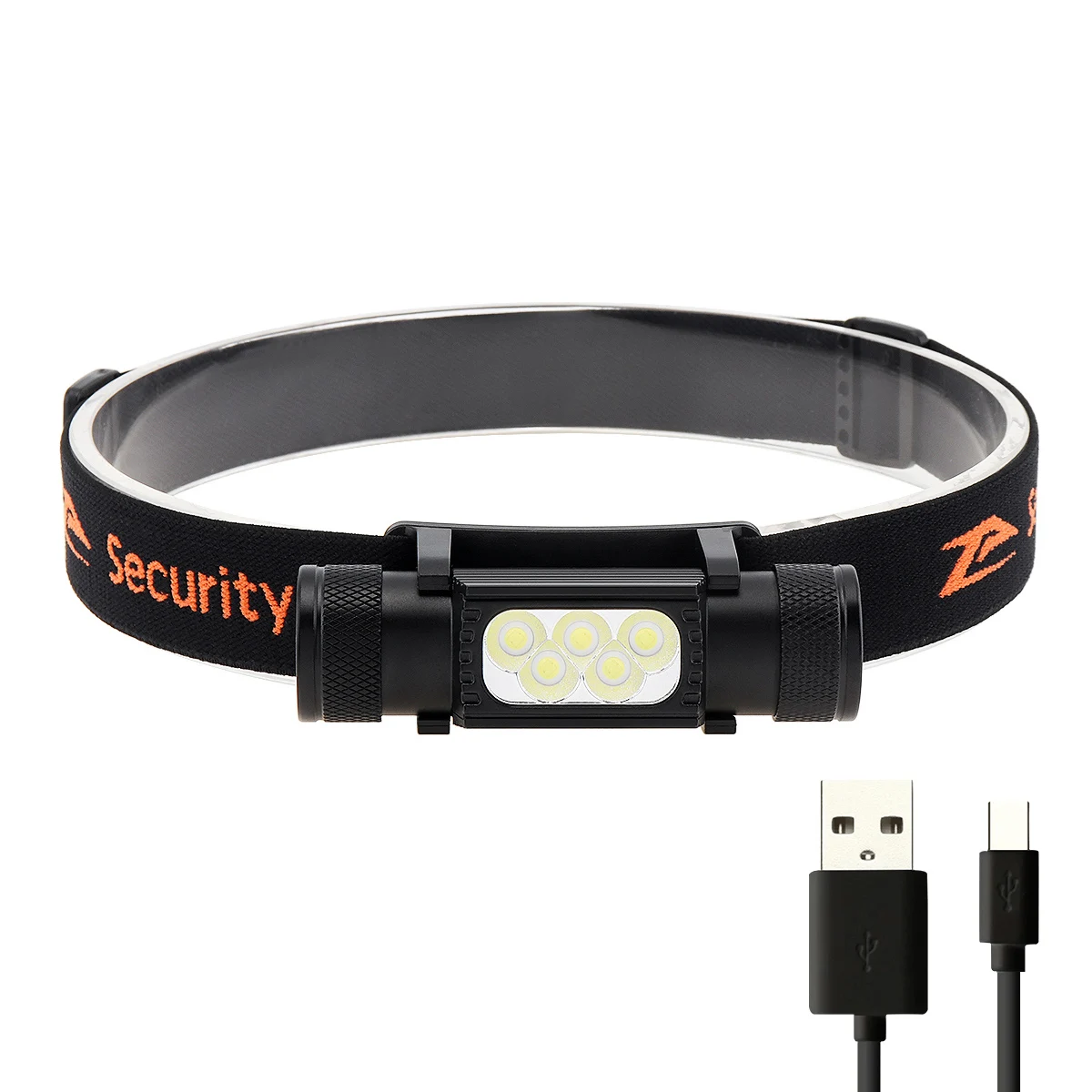 

SecurityIng Super Bright Headlamp 2420LM USB C Rechargeable Headlight 5x P8 LED Headtorch 6 Modes Powerful Head Lamp Flashlight