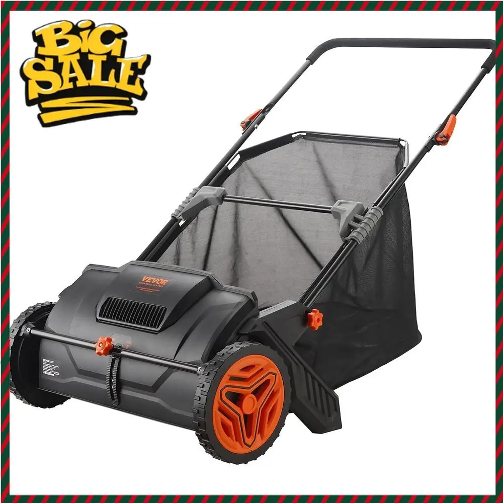 

BestsellerHeavy-Duty 21 Lawn Sweeper with Large 3.5 Cubic Foot Steel Mesh Bag and Dual Spinning Brushes