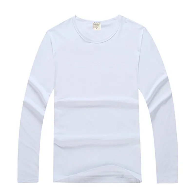 Sublimation Blank Polyester Long Sleeve White Tshirt Autumn Winter Round Collar Women Mens Casual Tees Tops for Custom Print