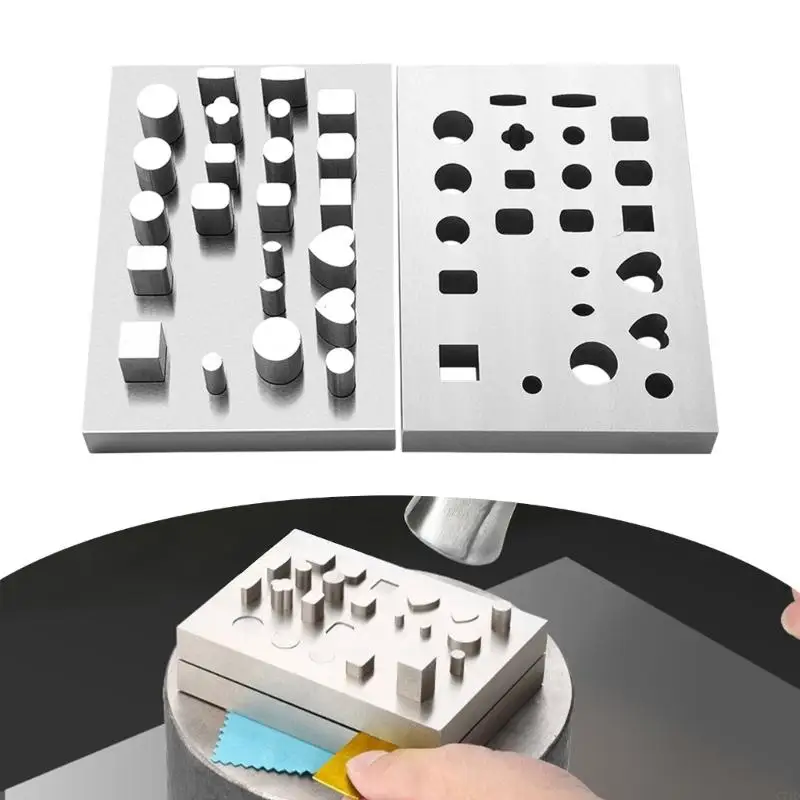 Professional Easy to Use Set with Round Square Flower and Heart Metal Texture for Practical Metal Working