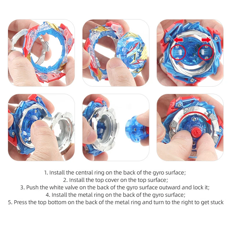 Metal Spinning Top Battle Gyro Toy con Set de Lanzador de Cuerda Gift For Kids Fast Spinning Gyro Toy Birthday Gift view 6