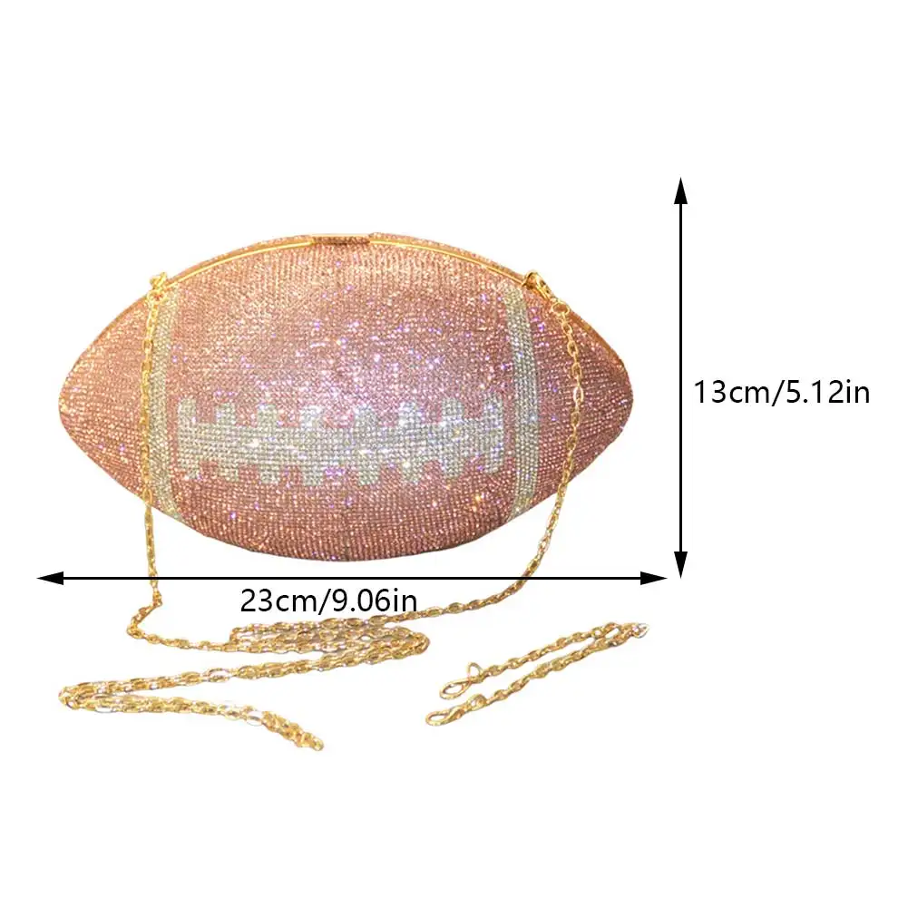 Diamond Luxury Banquet Bag 2024 Creative Football Shape Shiny Dinner Purse Euro-American Rhinestone Evening Bag Bling Clutch Bag