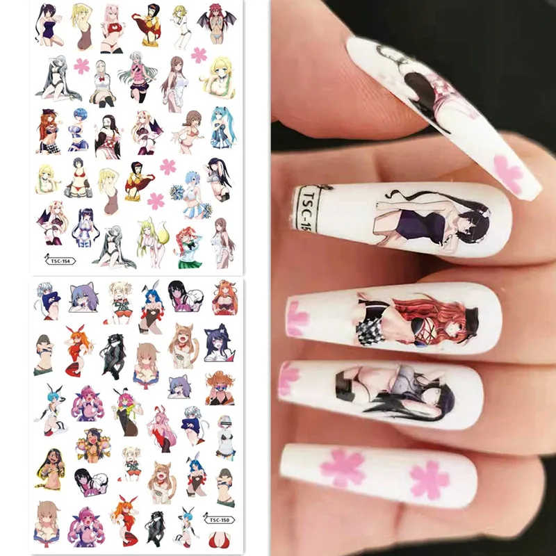 Mais novo sxy imagem anime design 3d auto adesivo decalque slider diy decorações acessório etiqueta do prego tsc 154