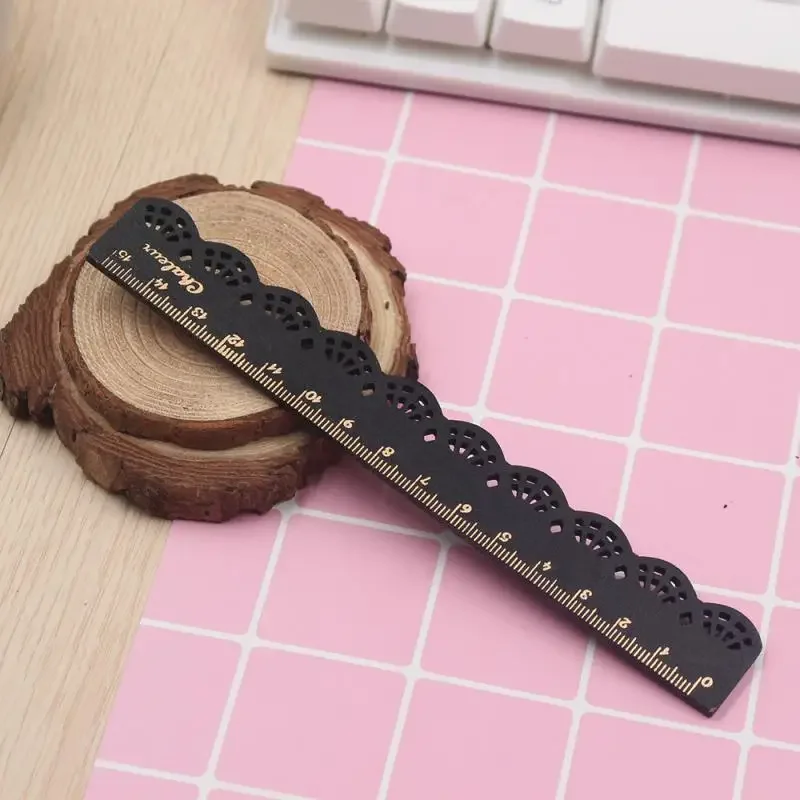 Cute Retro Lace Log Ruler 15Cm Student Ruler School Accessories