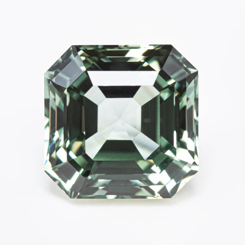 Top Lab Grown Sapphire Square Asscher ตัดสีเขียว VVS1 Charms DIY สําหรับเครื่องประดับทําวัสดุเลือก AGL ใบรับรอง