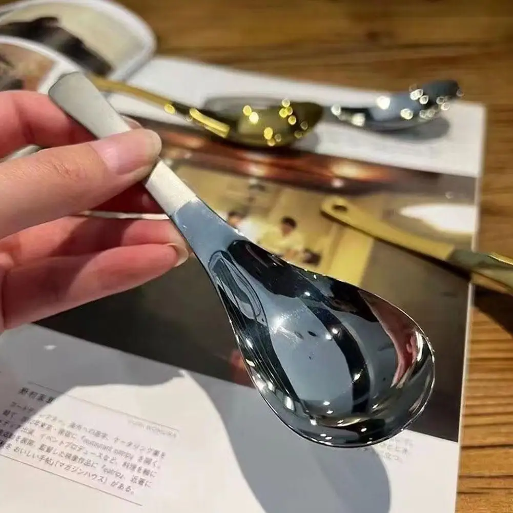 

1pc Stainless Steel Soup Spoons Home Kitchen Ladle Silver Mirror Polished Flatware for Coffee Spoon Soup Spoon