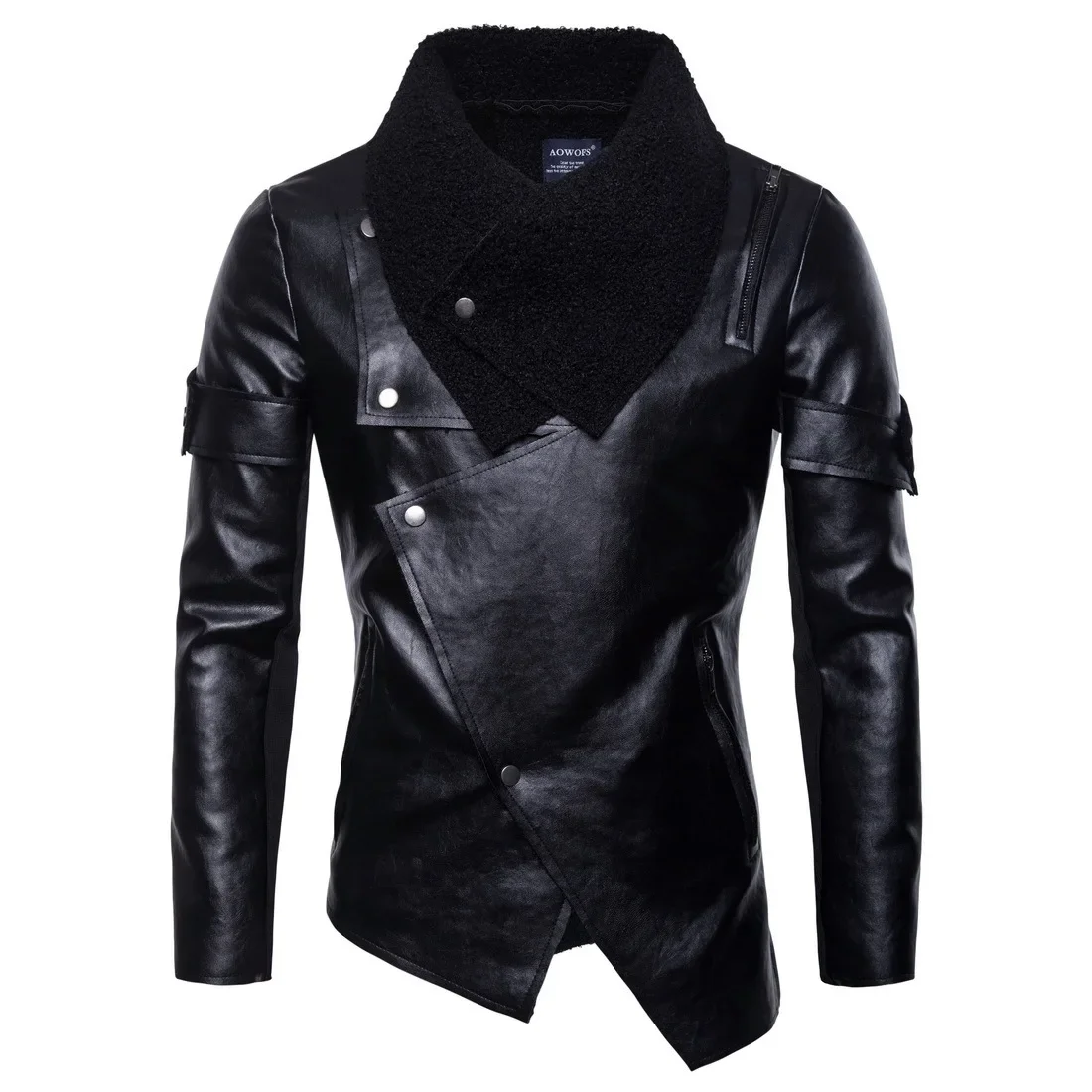 

2023 Spring and Autumn New Men's Motorcycle Leather Coat Personalized Irregular Punk Leather Jacket