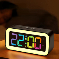 Desk Clock Alarm Clock RGB Magic Color Seven-Color Night Light Multifunctional Luminous Clock Black Technology Led Colorful