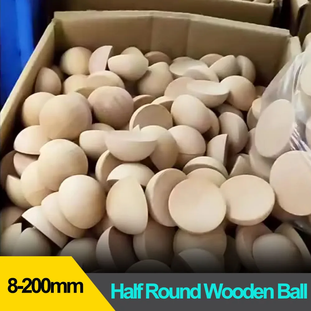 1-10pcs Dia 8-200MM Natural Half Round Wood Balls Beads DIY Kids Arts and Craft Accessories Decoration  Home Decor