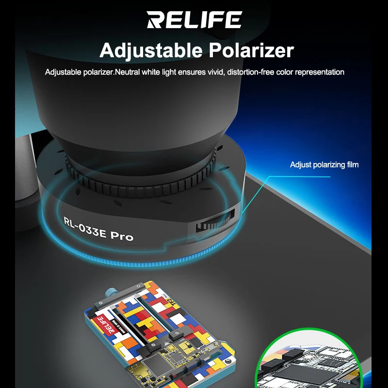 

RELIFE RL-033E Pro Кольцевая лампа для микроскопа с двойной поляризацией, без бликов, 32 светодиодные бусины, регулируемая яркость, источник света