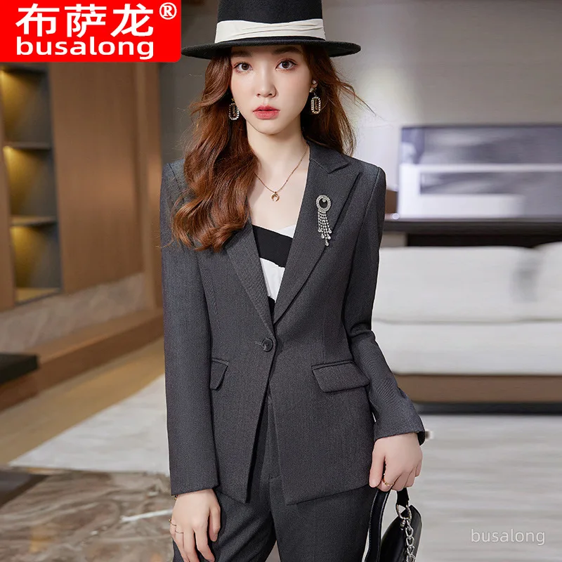 2022 New Autumn and Winter Long Sleeves Business Women's Clothing Suit Business Formal Wear White-Collar Workwear Graceful Fashi