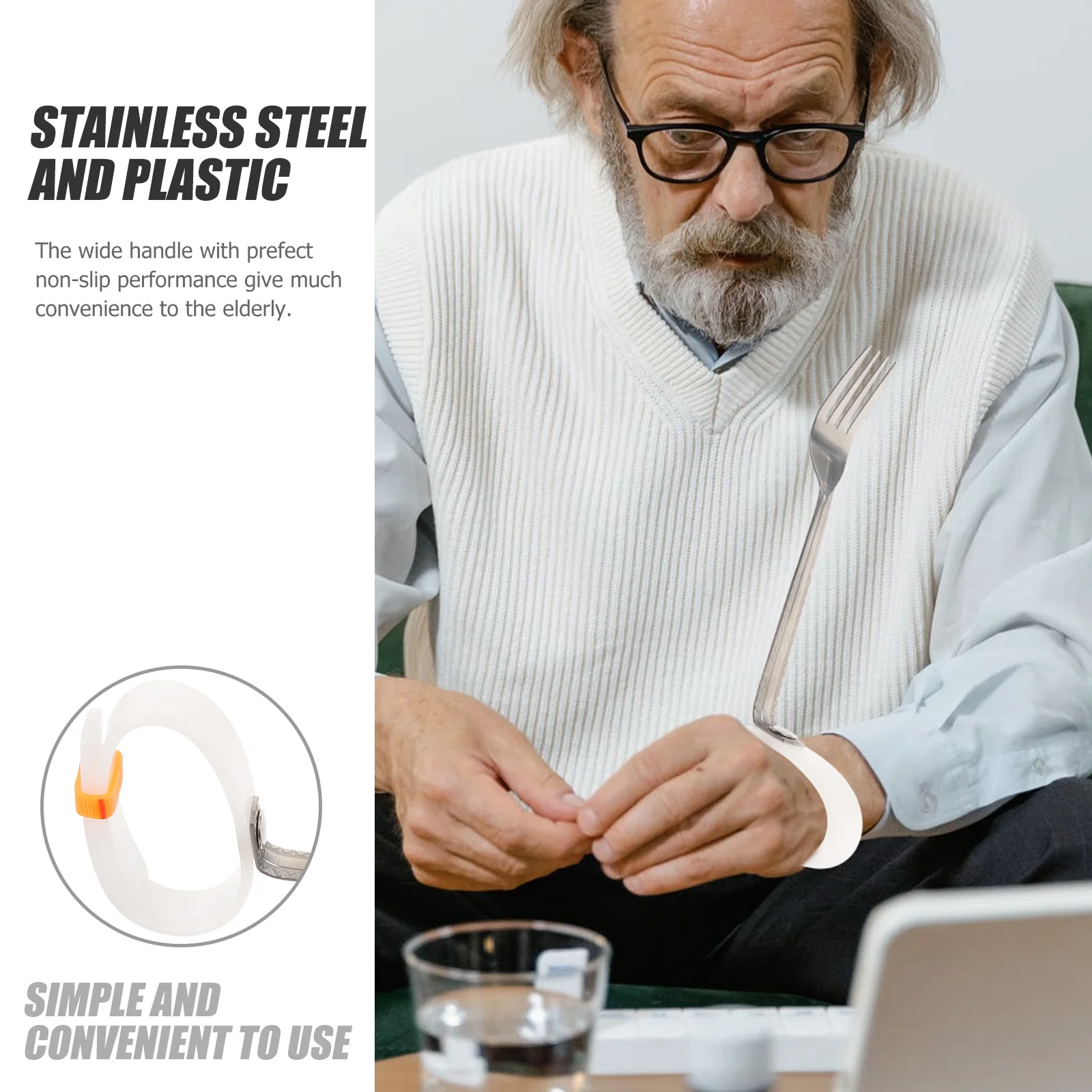 

Adaptive Non-Slip Fork for Seniors Portable Tremble Proof Fork Durable Stainless Steel Elderly Adaptive Utensils