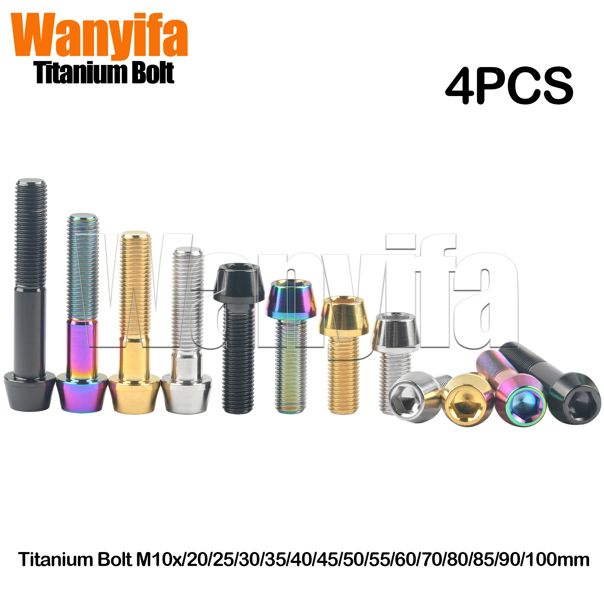 

Wanyifa Titanium Bolt M10x/20/25/30/35/40/45/50/55/60/70/80/85/90/100mm Motorcycle Allen Cone Head Screws for Ducati/Yamaha